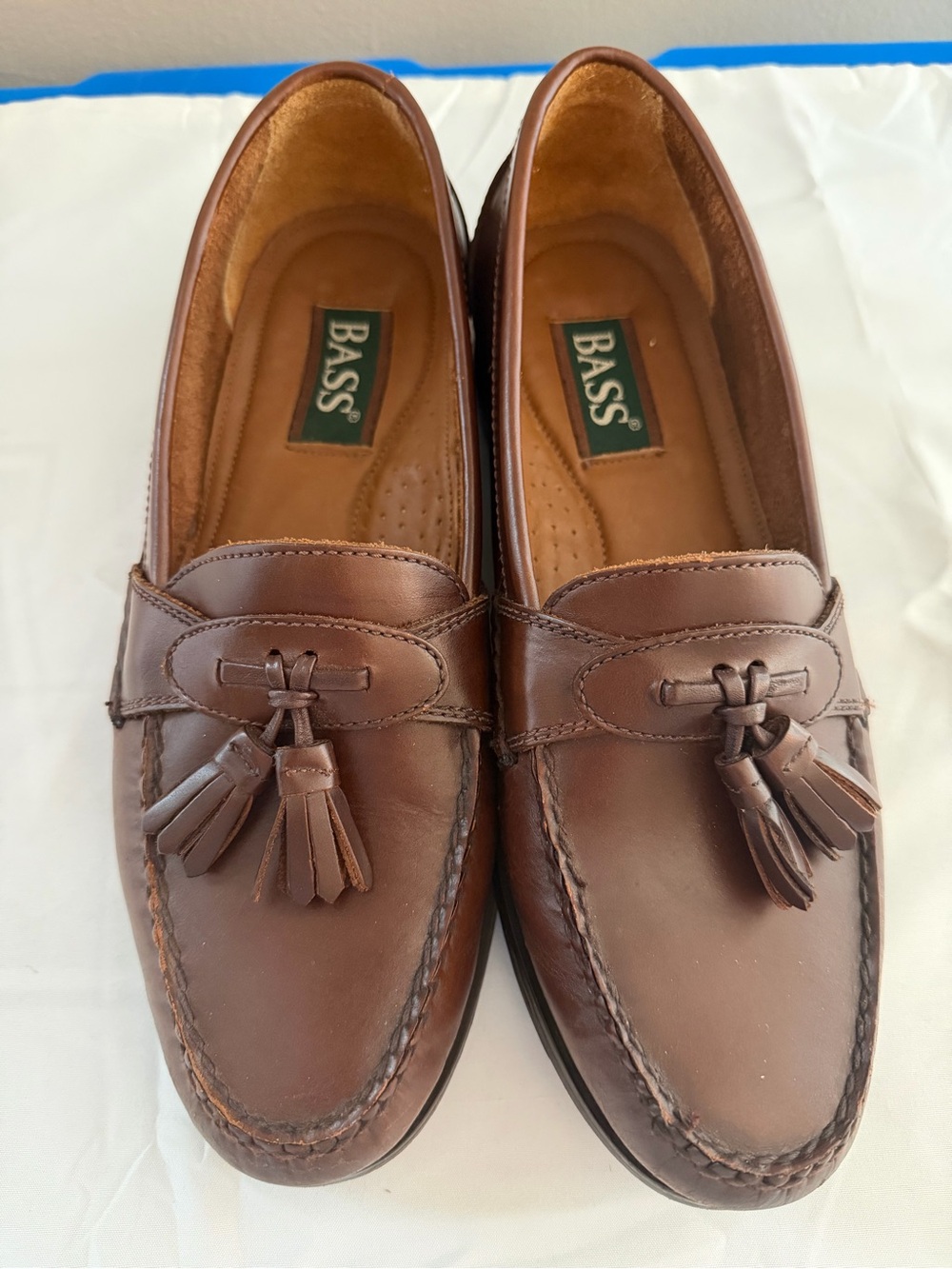 Bass Brown Leather Tassel Slip-On Loafers